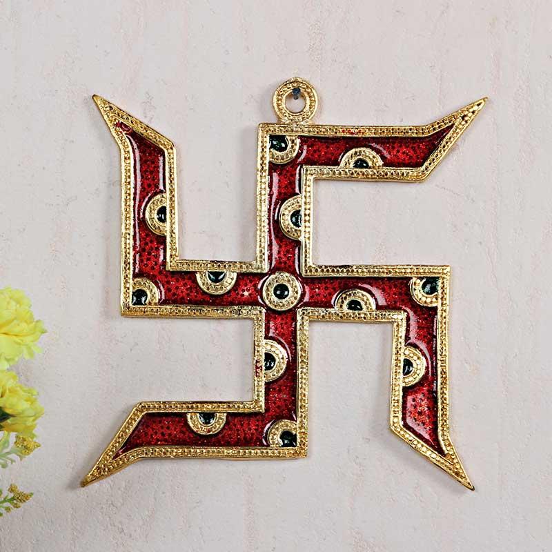Designer Swastik Wall Hanging in white Metal GiftteensBuy Gifts Online