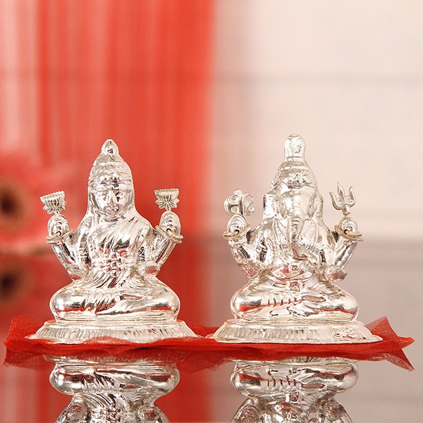 Silver Lakshmi Ganesha Idol (55 Gms) GiftteensBuy Gifts Online
