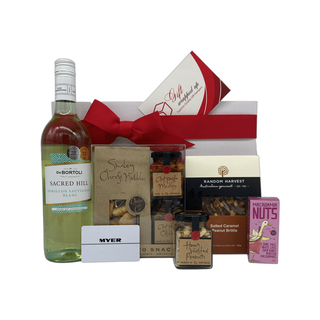 Gift Wrapped Up Gift Hamper Myer Gift Card & White Wine Gift Wrapped Up