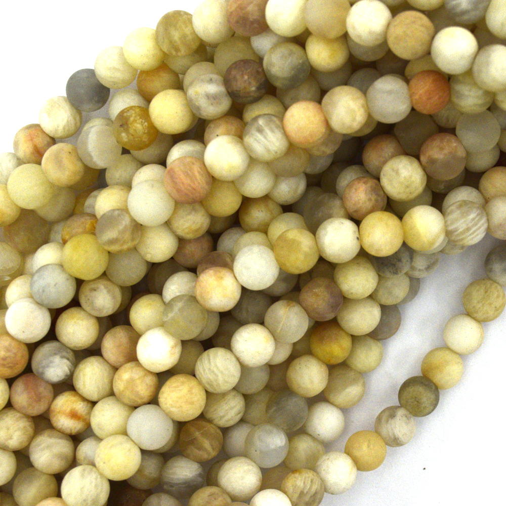 Natural Matte Yellow Sunstone Round Beads Gemstone 15" Strand 6mm 8mm
