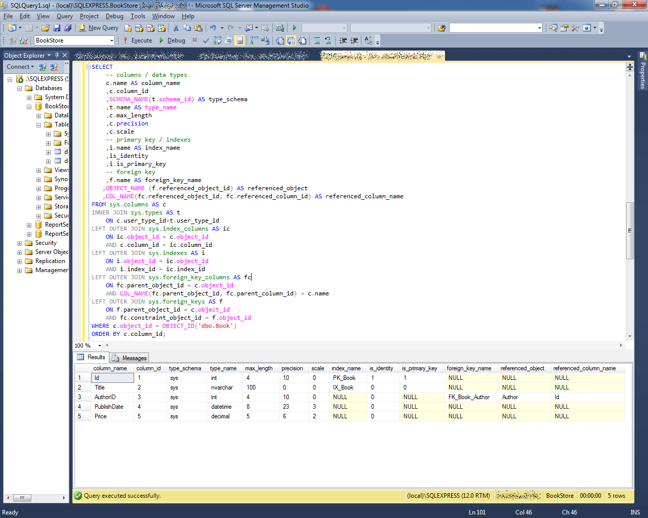 Retrieving Table Metadata from SQL Server Catalog Views Gigi Labs