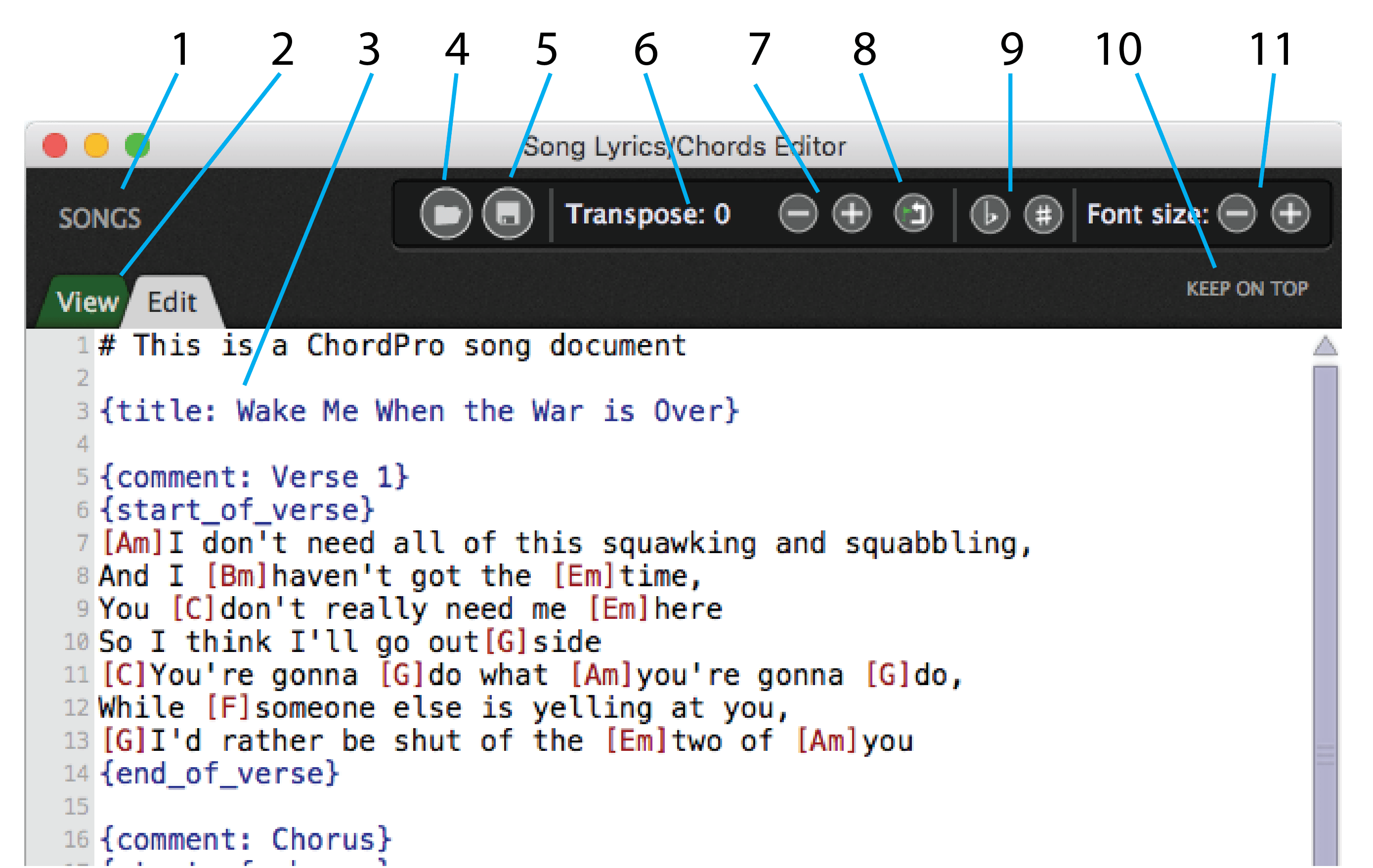 Song Lyrics/Chords Editor