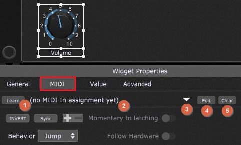 How to connect a widget to a MIDI device?