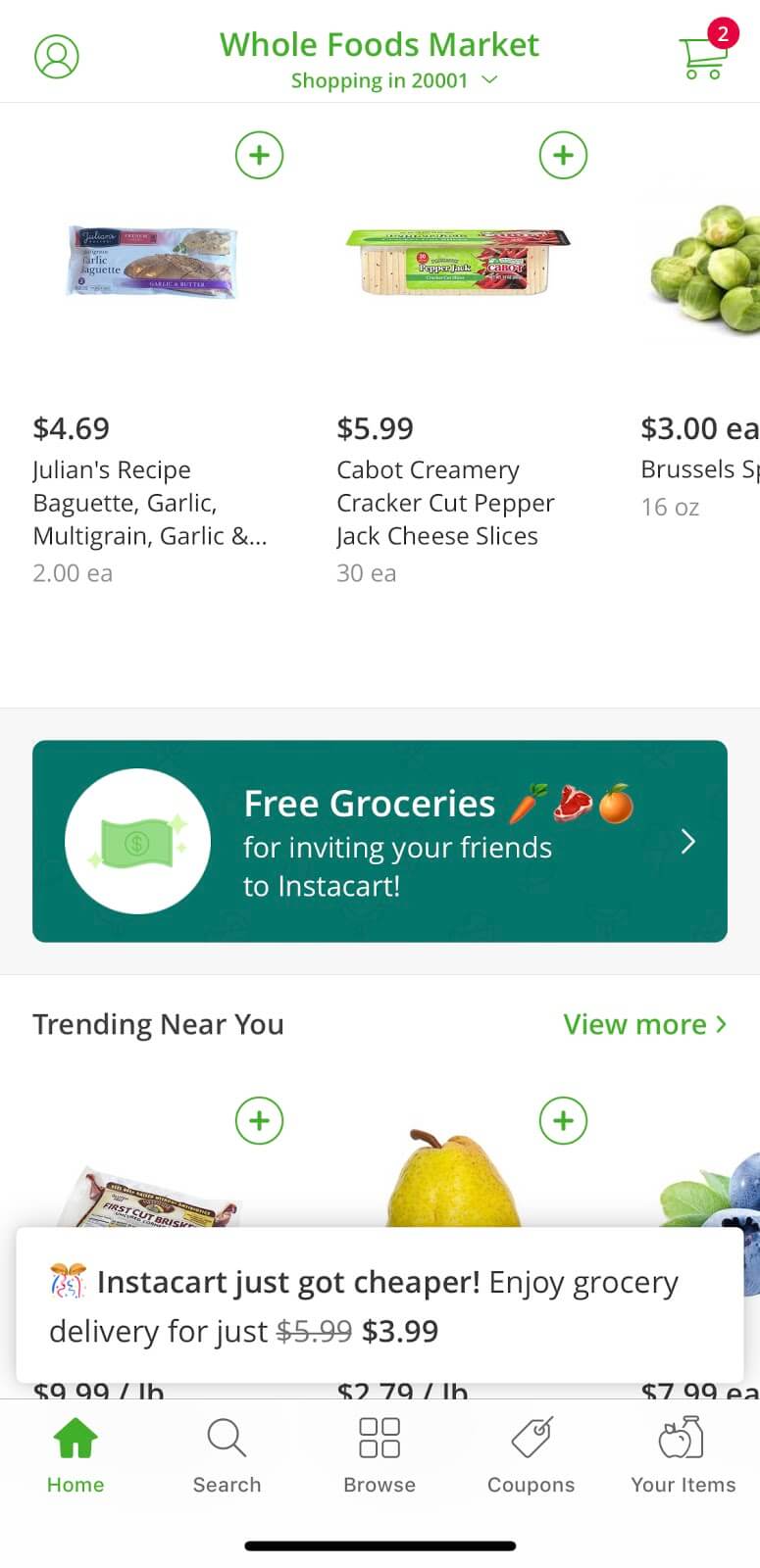 Two Different Ways to Get Instacart Free Delivery