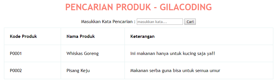 Tutorial Pencarian Data dengan PHP 7 dan MySQL Terbaru - Gilacoding