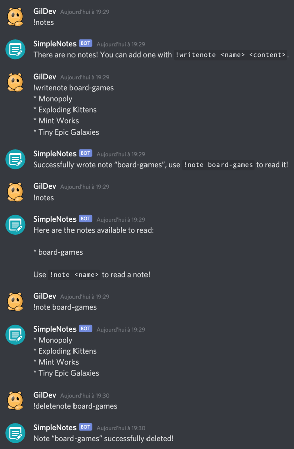 SimpleNotes Discord Bot GilDev