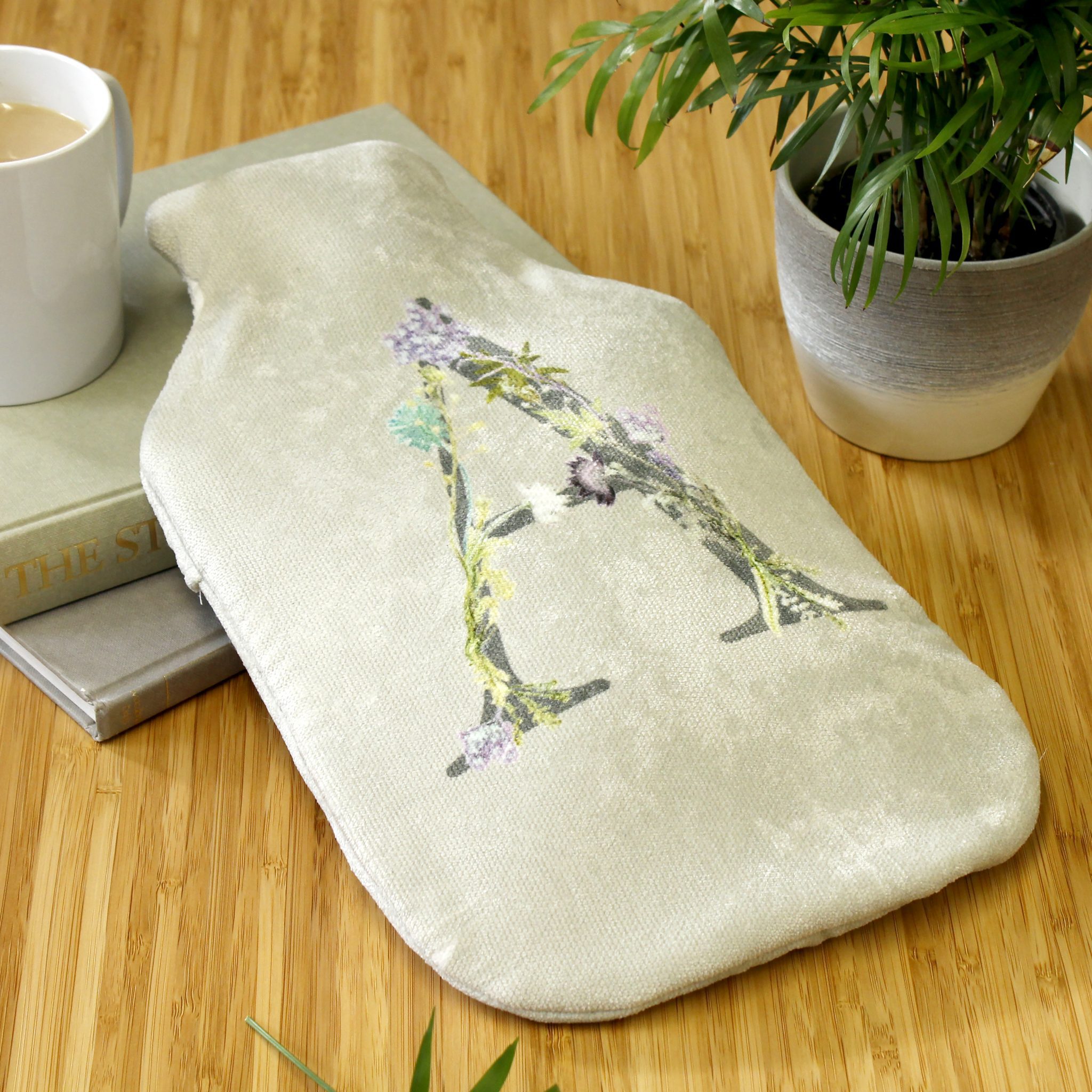 Botanical Letter Hot Water Bottle Cover Personalised Gift