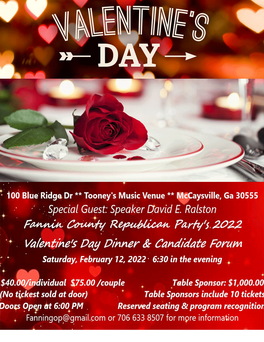 Fannin County Republican Party's 2022 Valentine's Day Dinner