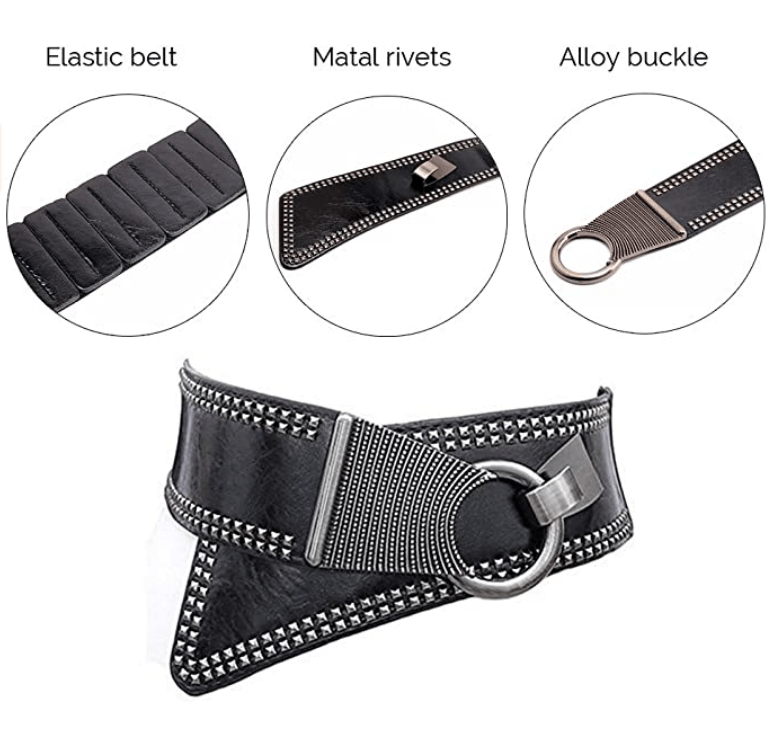 Vintage Wide Waist Cinch Belt With Interlock Buckle gimmestyle