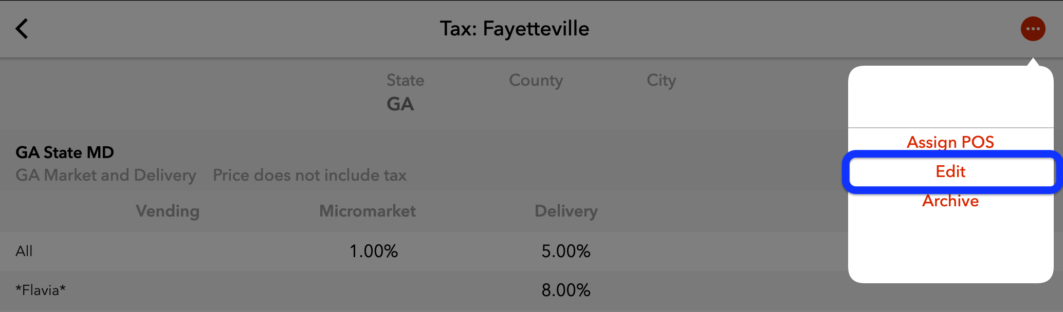 How to edit a tax rate Gimme Vending