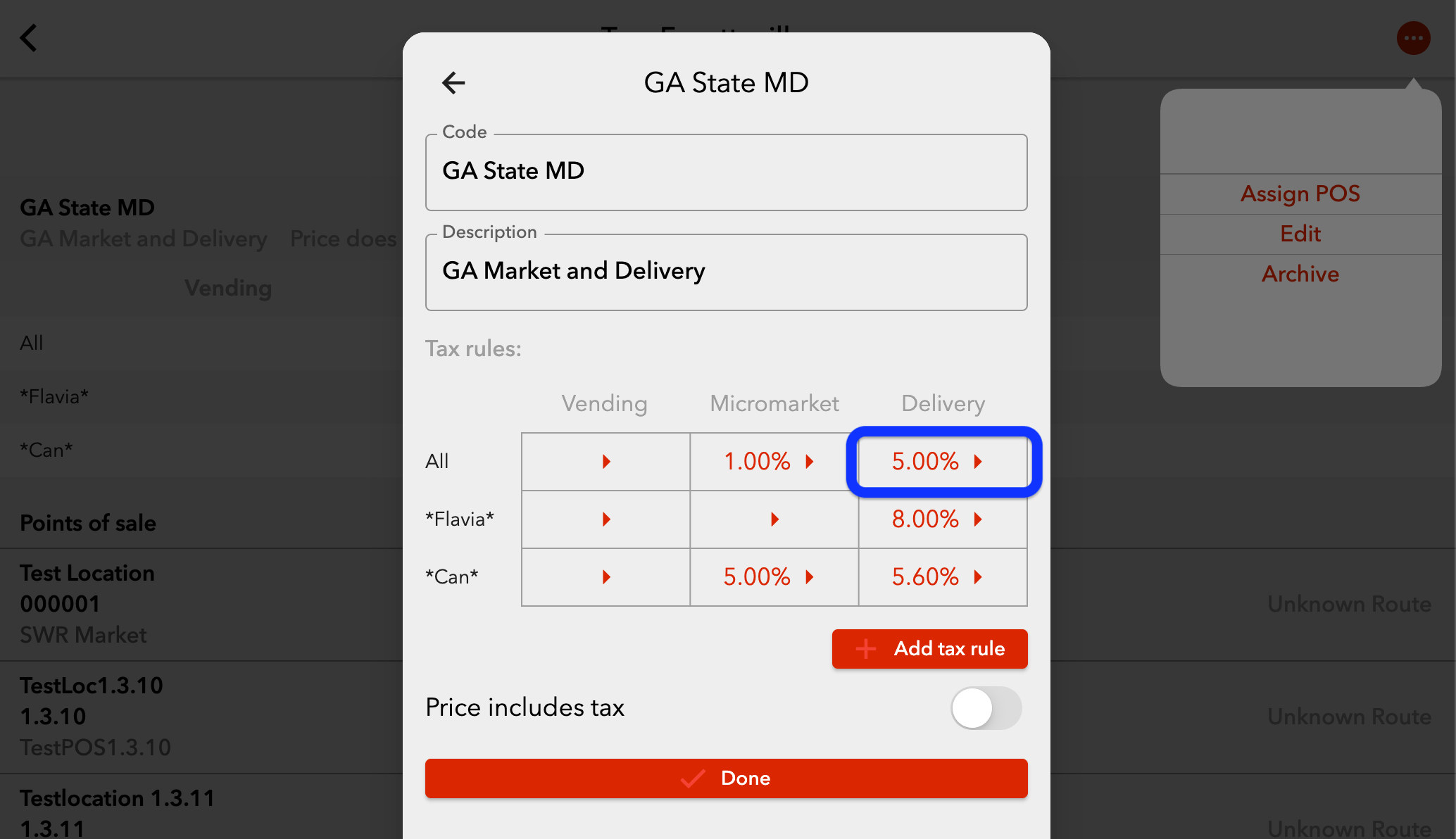 How to edit a tax rate Gimme Vending