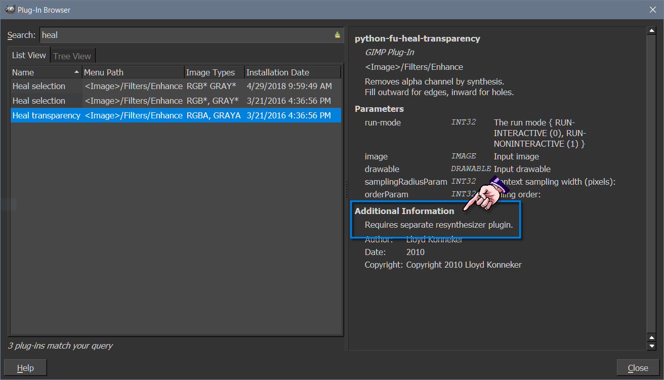 GIMP 2.10 & pluginhealselection & pluginhealtransparency • GIMP Chat