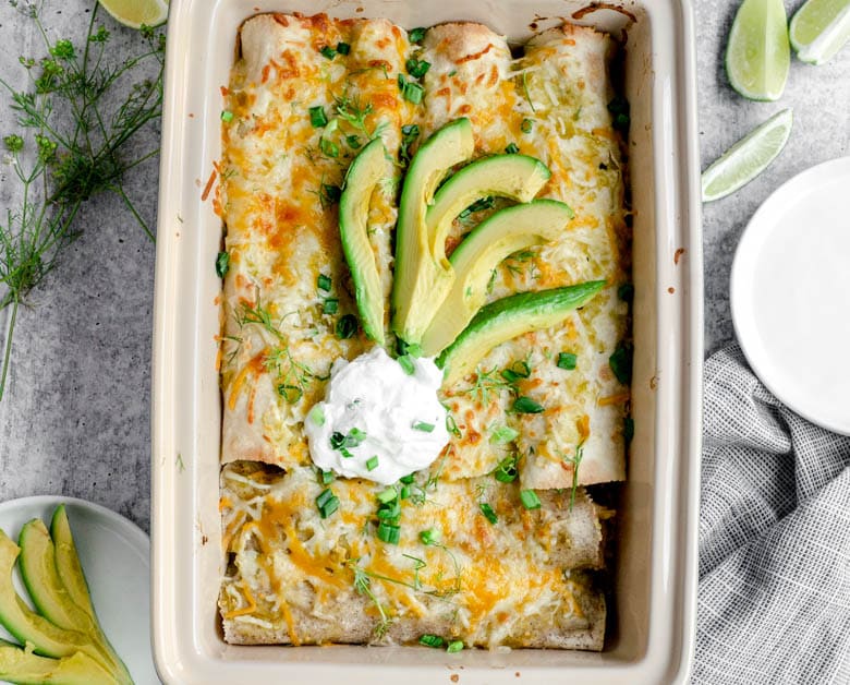 Salsa Verde Jackfruit Enchiladas Gina Gibson