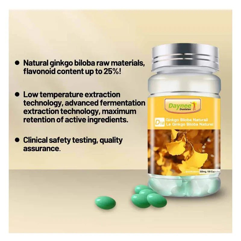 Ginkgo Biloba Capsule Dietary Supplement for Blood Pressure, Blood C