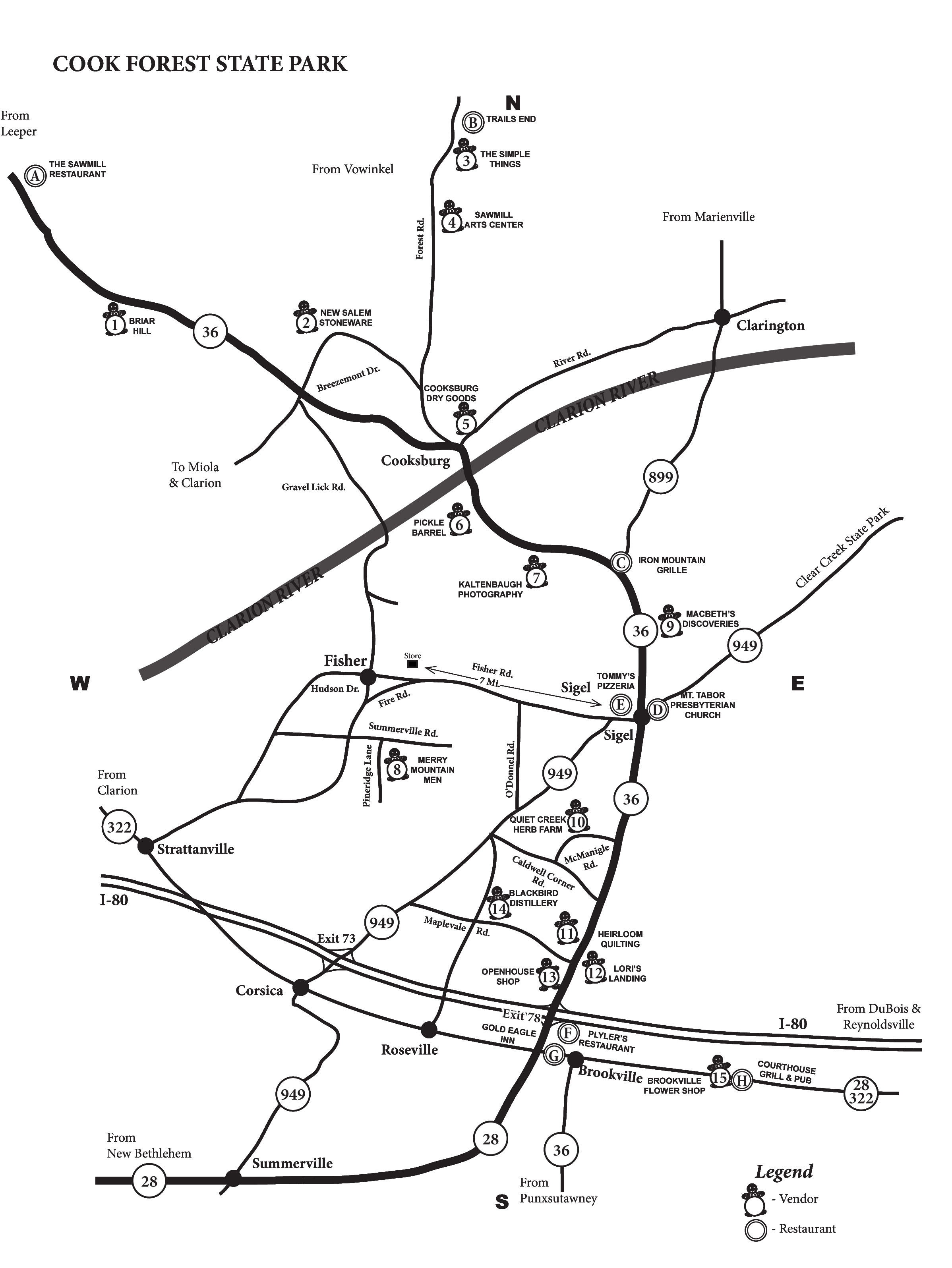 Gingerbread Tour 2016 Map Cook Forest Gingerbread Tour