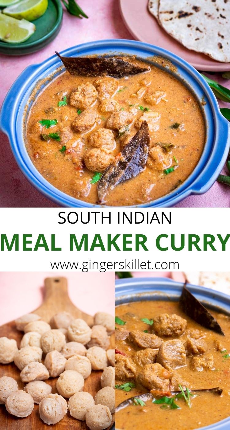 Meal Maker curry Soya chunks masala Ginger Skillet