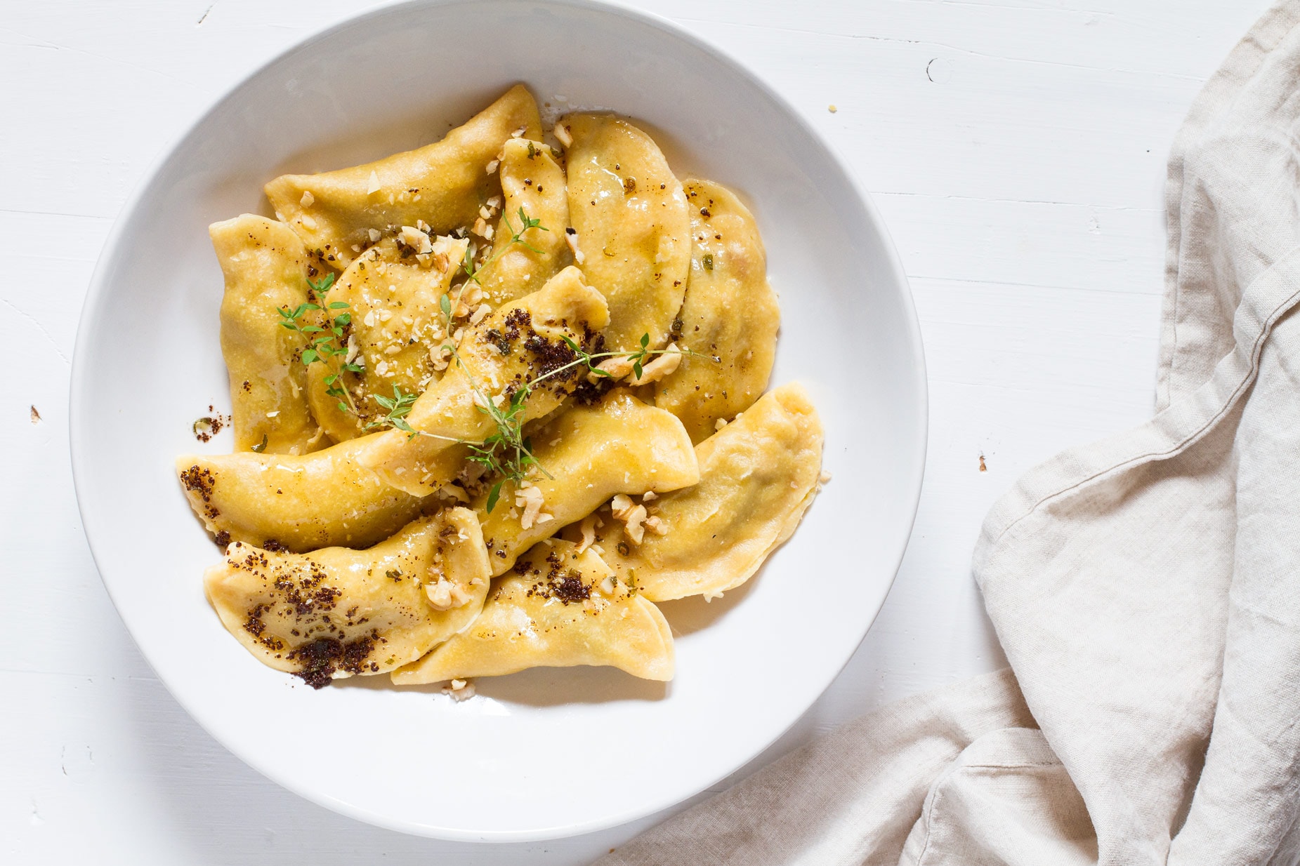 Wild Mushroom Ravioli with Sage Brown Butter and Roasted Walnuts (No