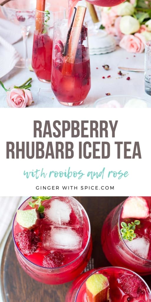 Rhubarb Raspberry Iced Tea with Rooibos Ginger with Spice
