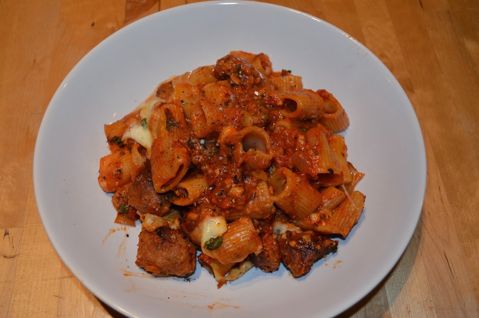 Chorizostyle Sausage & Rigatoni Bake Gingey Bites