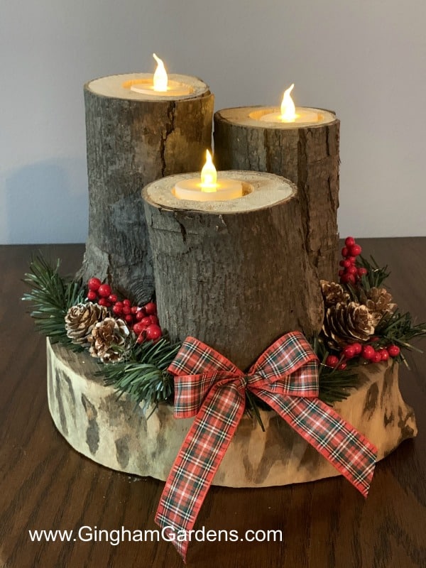 Rustic Centerpiece Using Logs