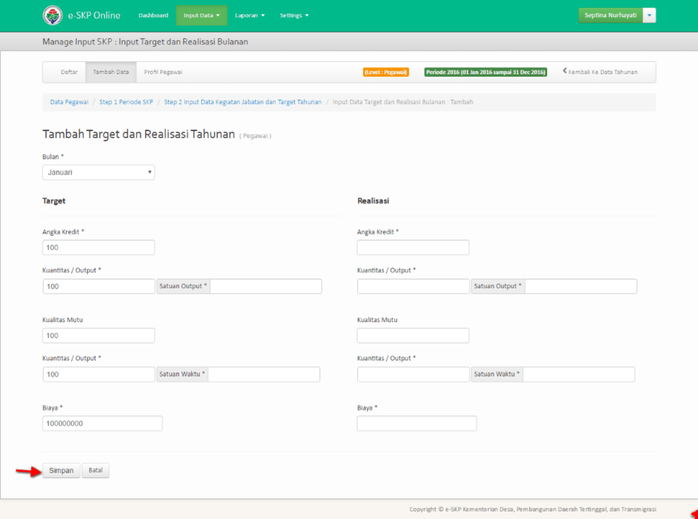 Membuat Laporan SKP Tahunan dan Bulanan · Aplikasi SKP Online
