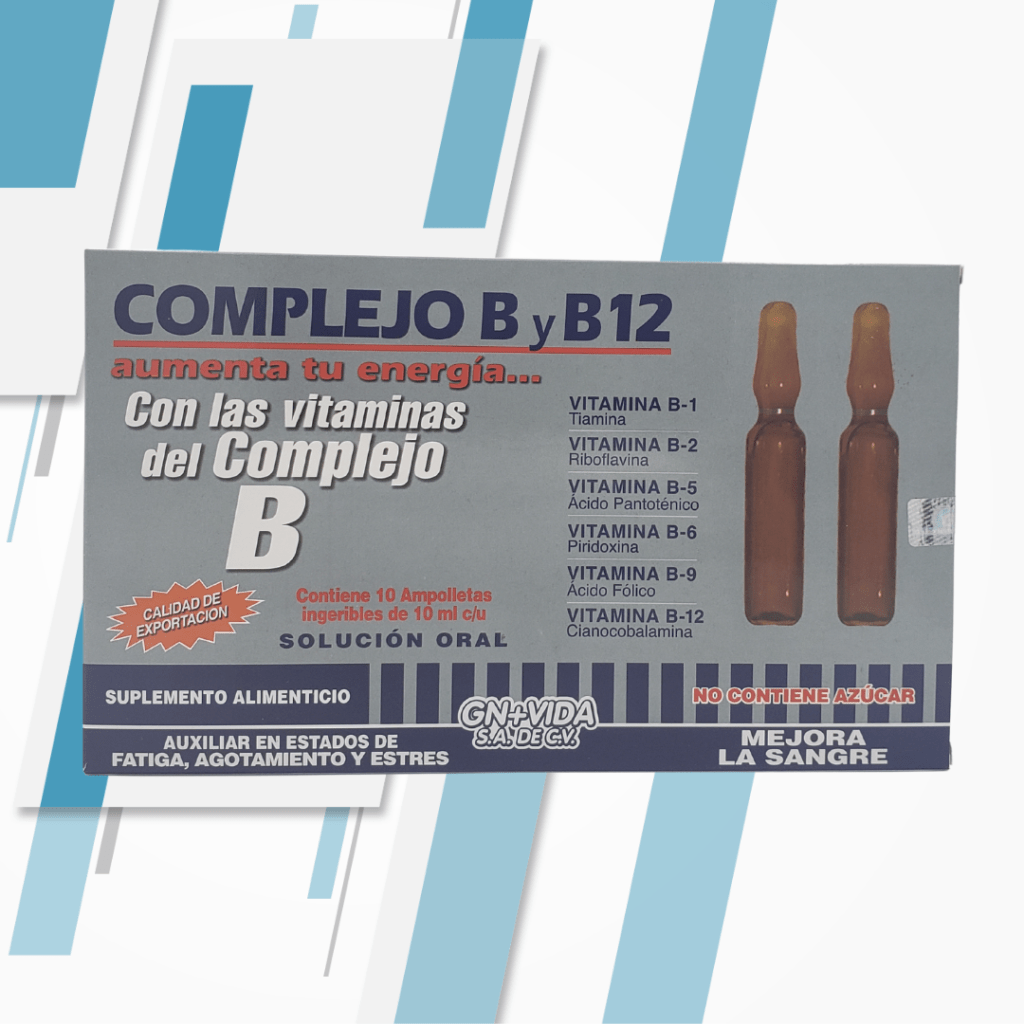 COMPLEJO B Y B12 10 AMPOLLETAS Ginneo