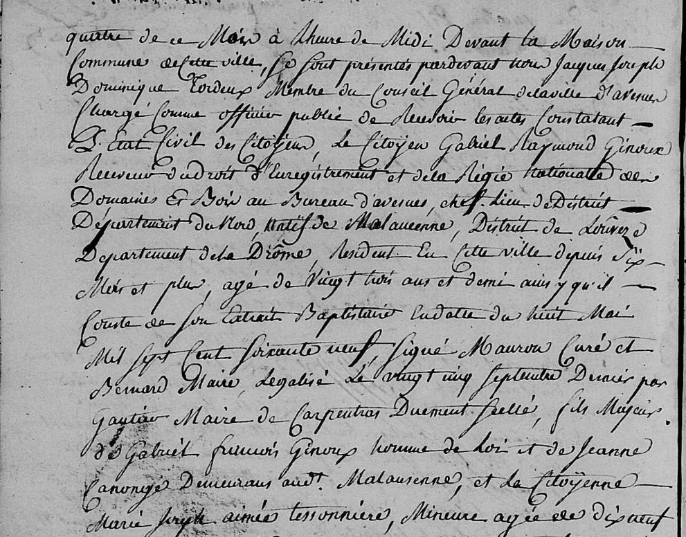 Actes d’état civil GINOUX GINOUX Famille Ginoux