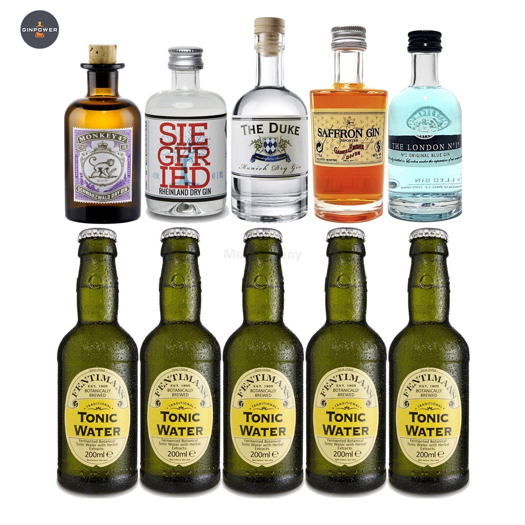 Gin Tonic Probierset 5x Verschiedene Gin Sorten je 5cl + 5x Fentimans