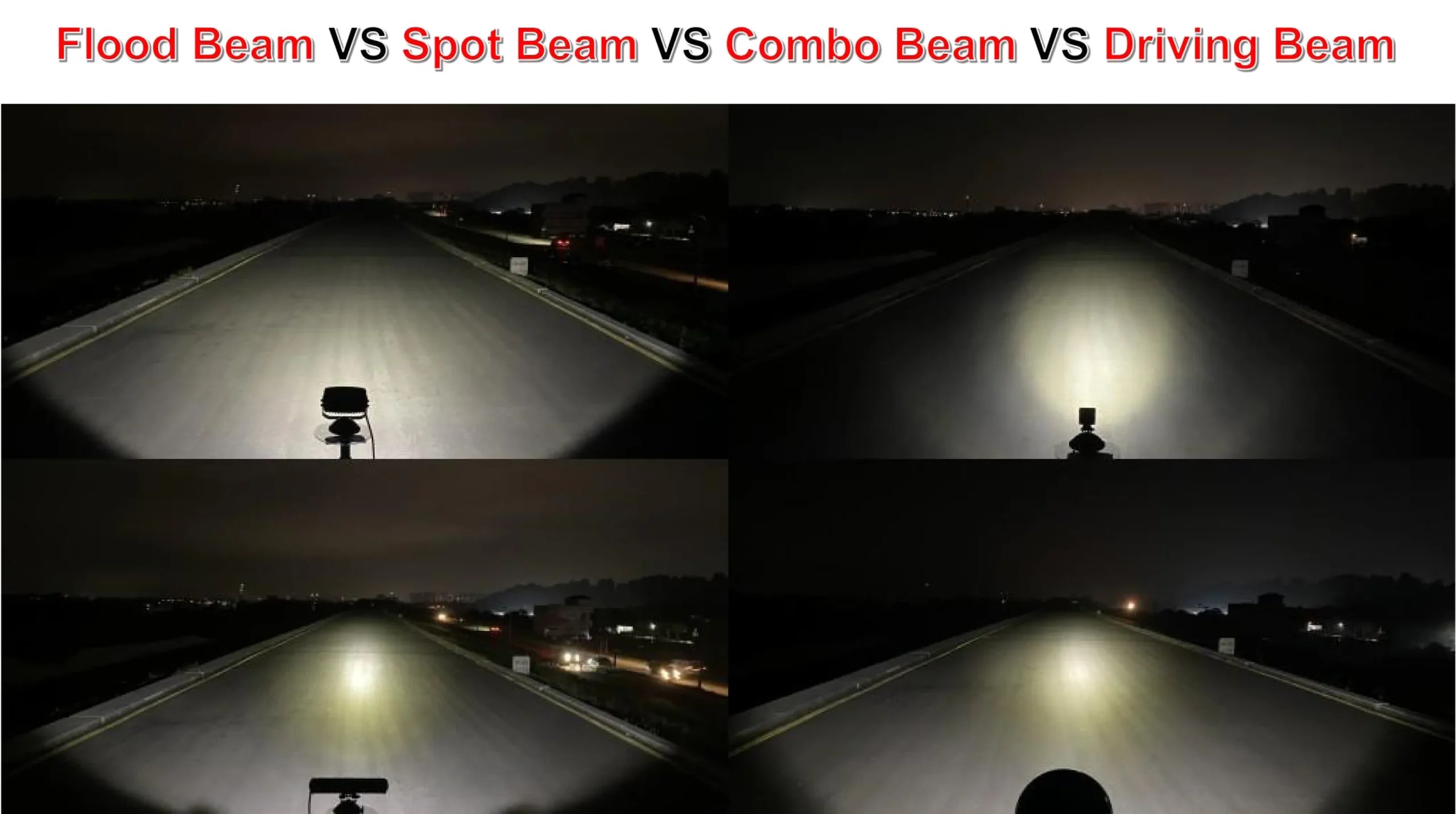 The difference between flood beam, spot beam, combo beam, driving beam Ginto LightingPremium