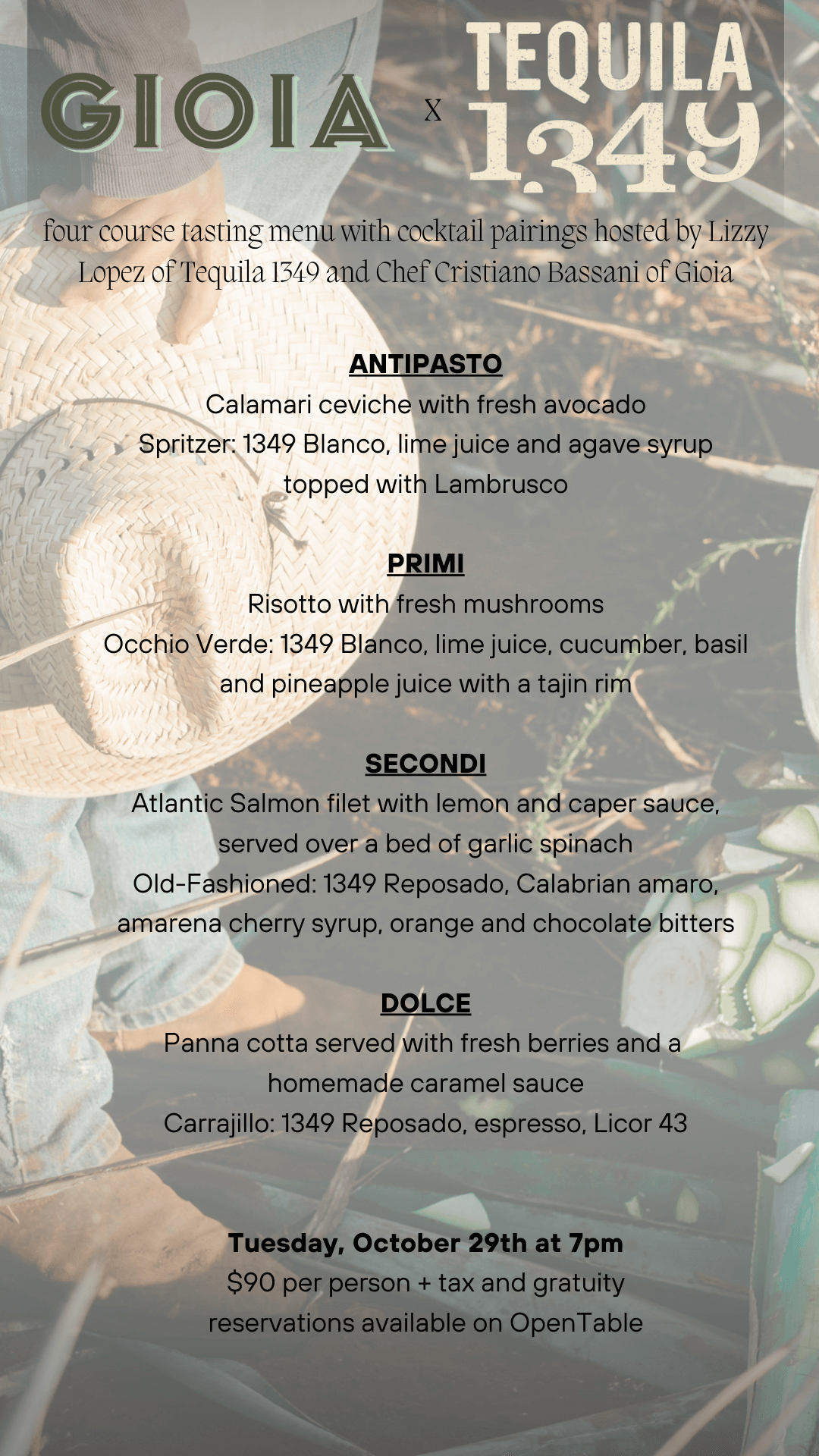 Tequila 1349 x Gioia Tasting Dinner Gioia Chicago