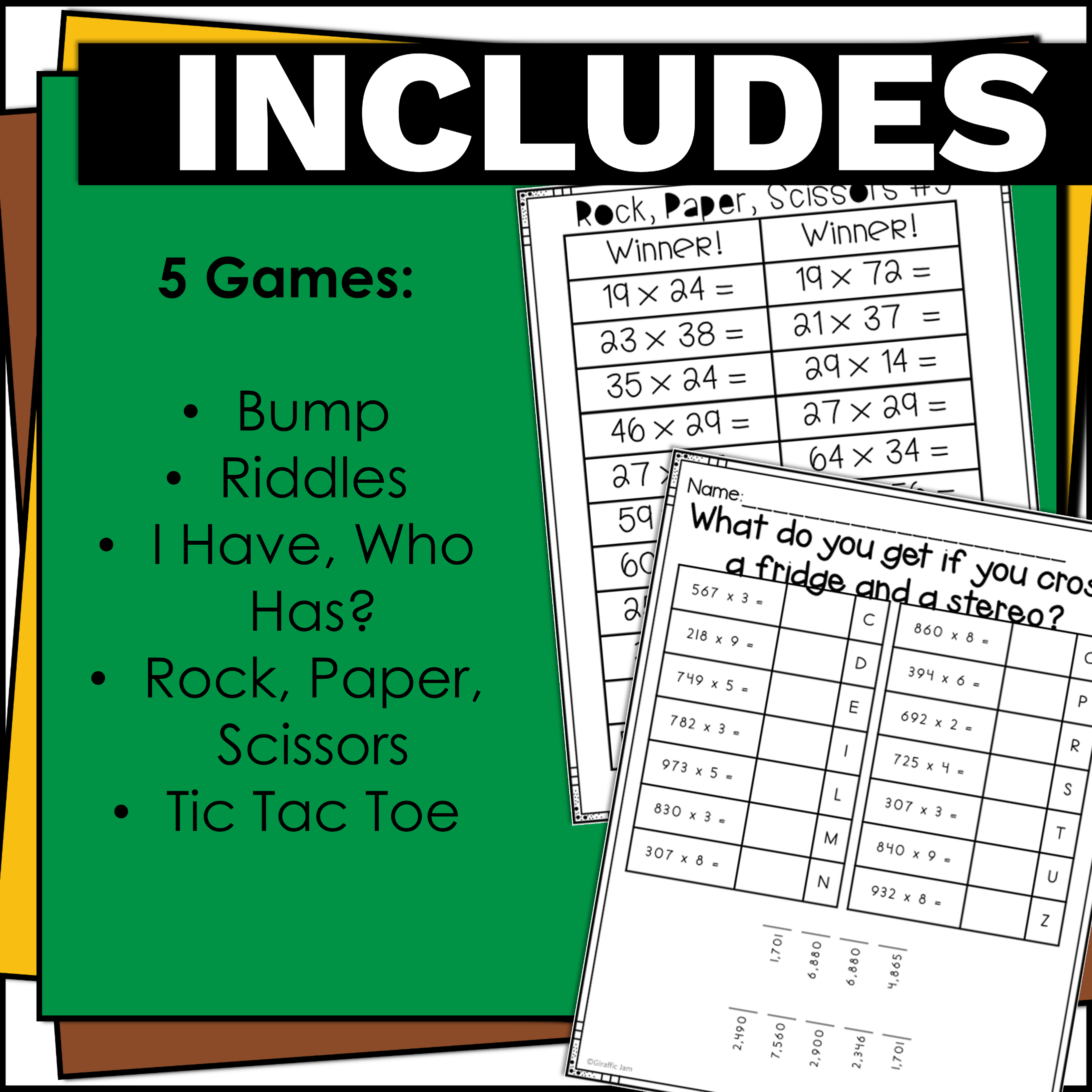 Multi Digit Multiplication Games Bundle of Multiplication Activities