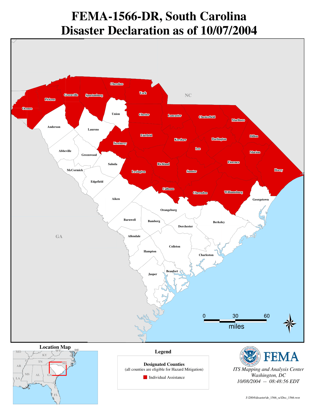 Clarendon County Sc Gis South Carolina Tropical Storm Frances (DR1566) FEMA.gov