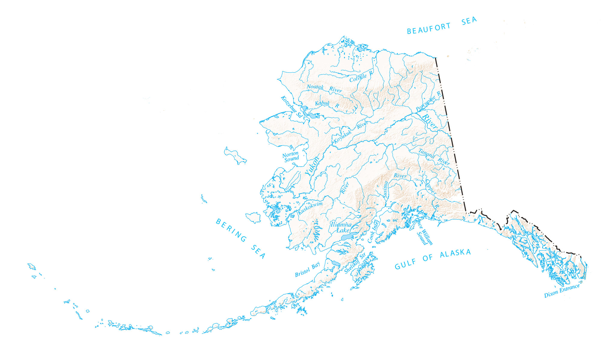 Alaska Lakes and Rivers Map GIS Geography