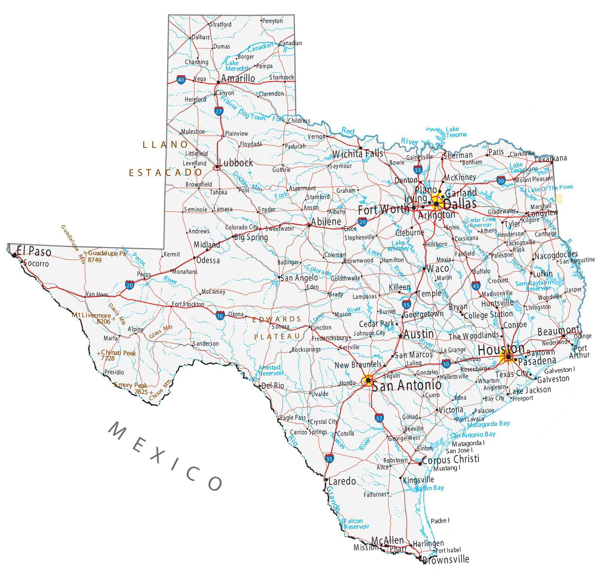 Printable Detailed Map Of Texas Texas County Map Download 2024