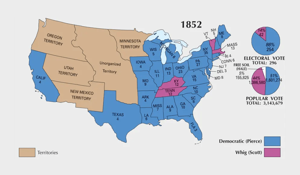 US Election of 1852 Map GIS Geography