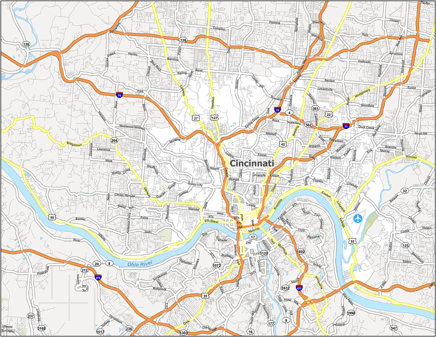Map of Cincinnati, Ohio GIS Geography