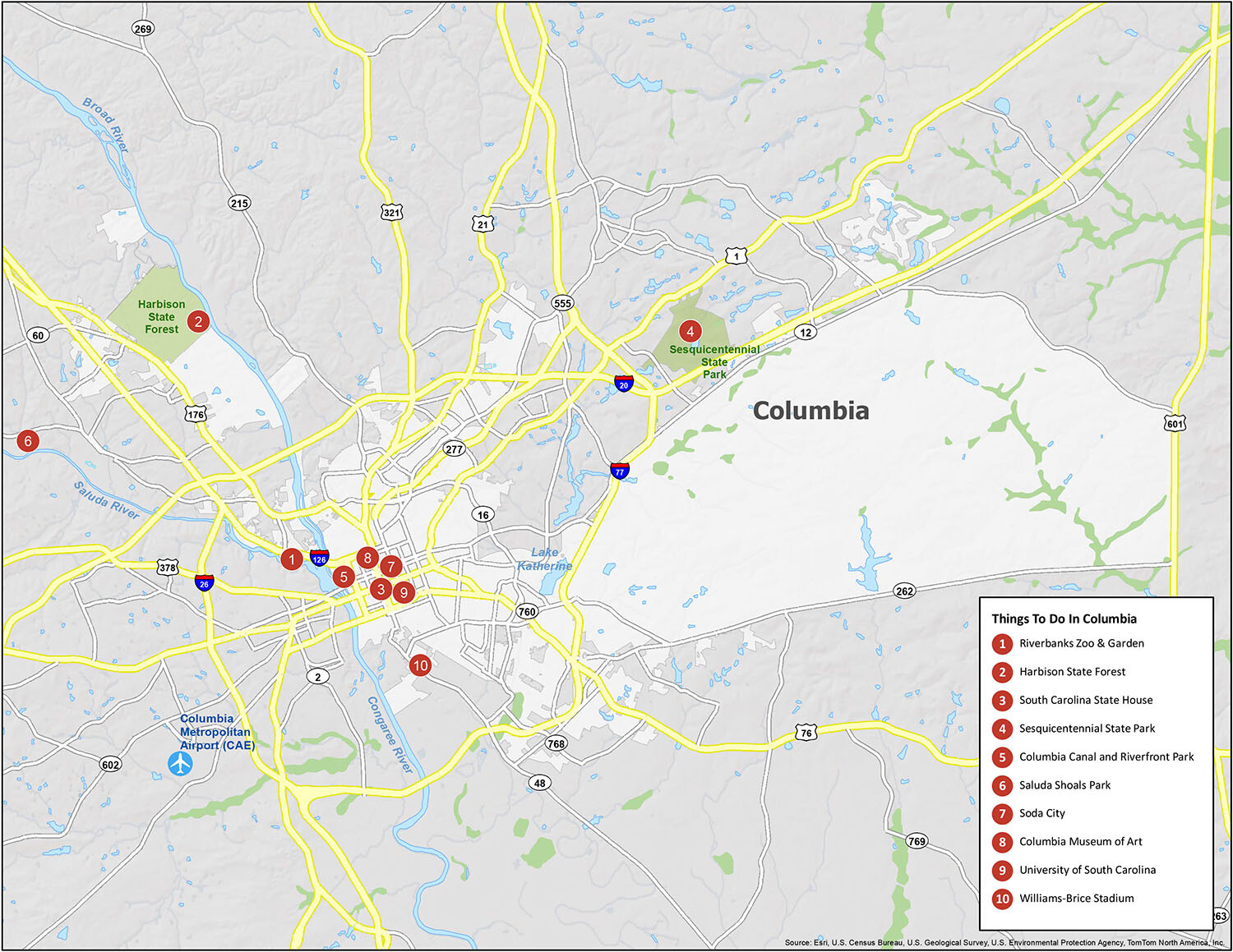 Columbia South Carolina Map GIS Geography