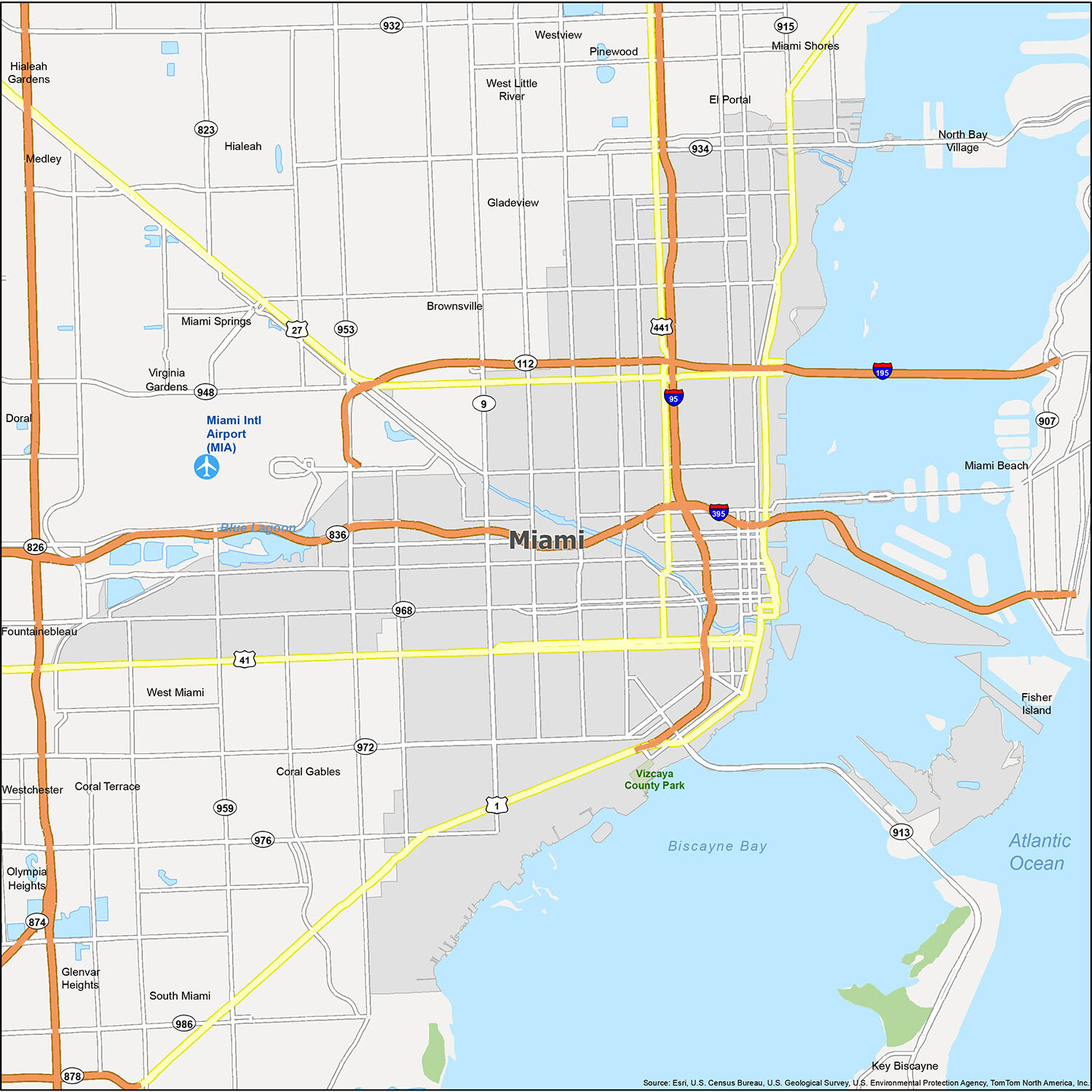 Miami Florida Map GIS Geography
