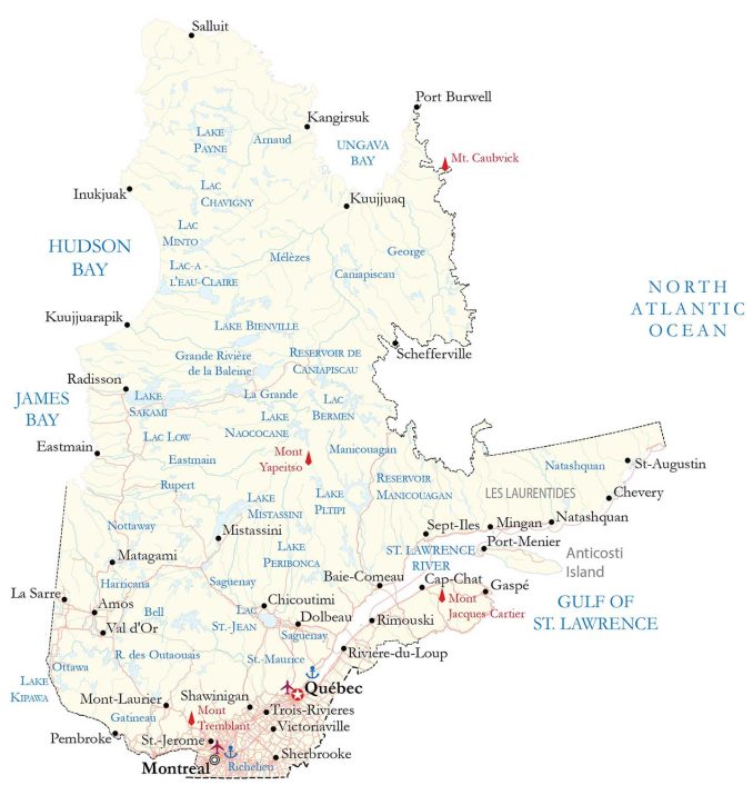 Quebec Map Cities and Roads GIS Geography