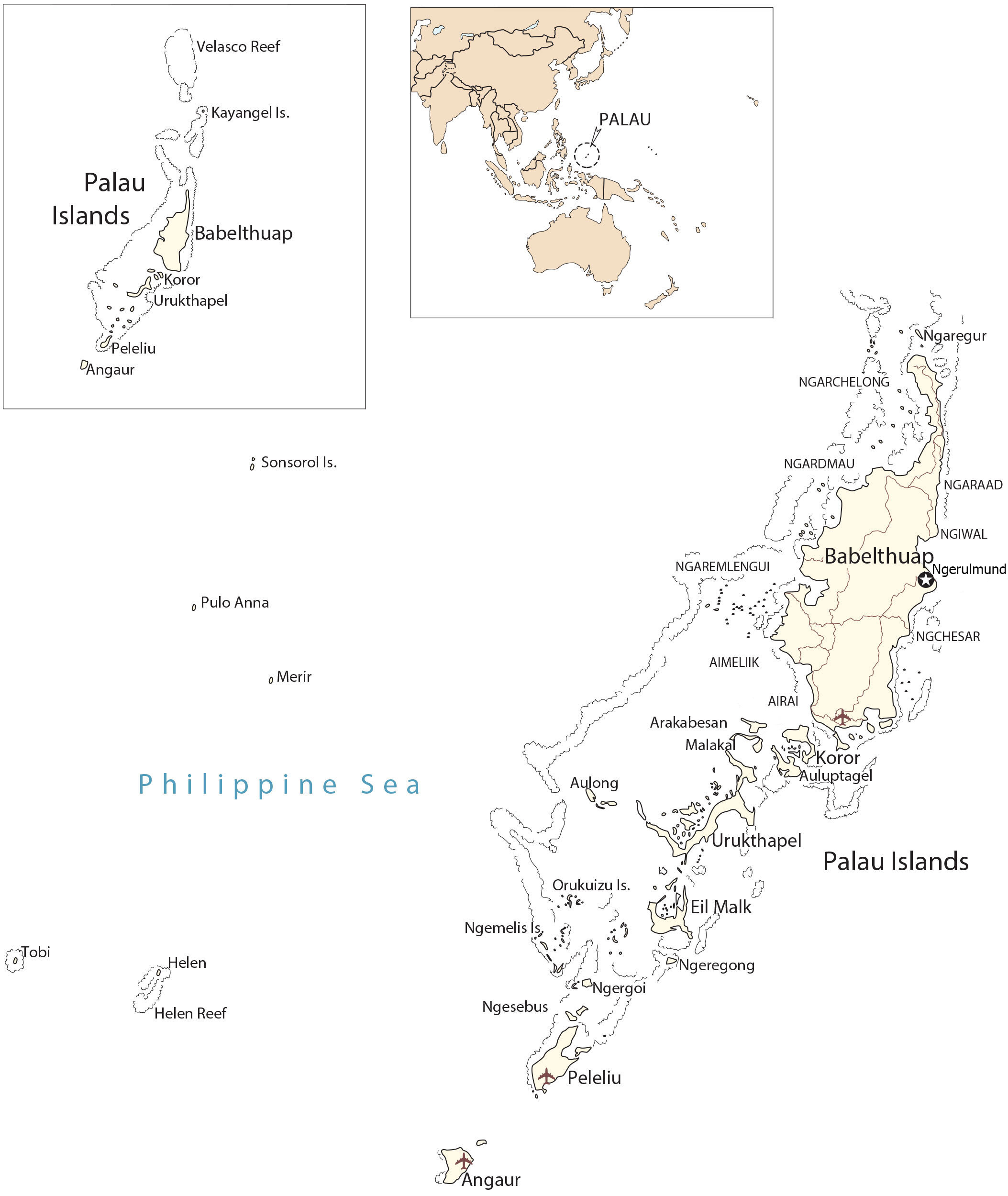 Map of Palau Cities and Islands GIS Geography