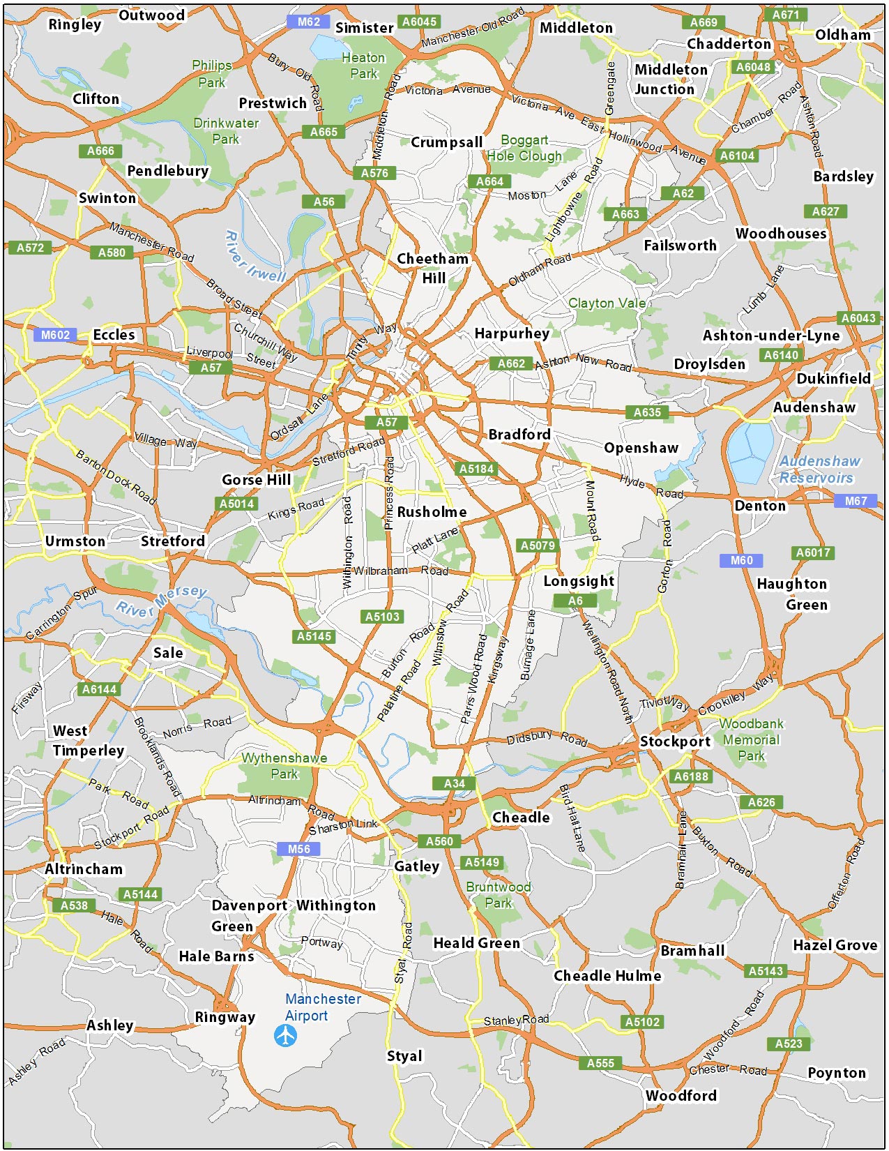 Manchester Map, England GIS Geography