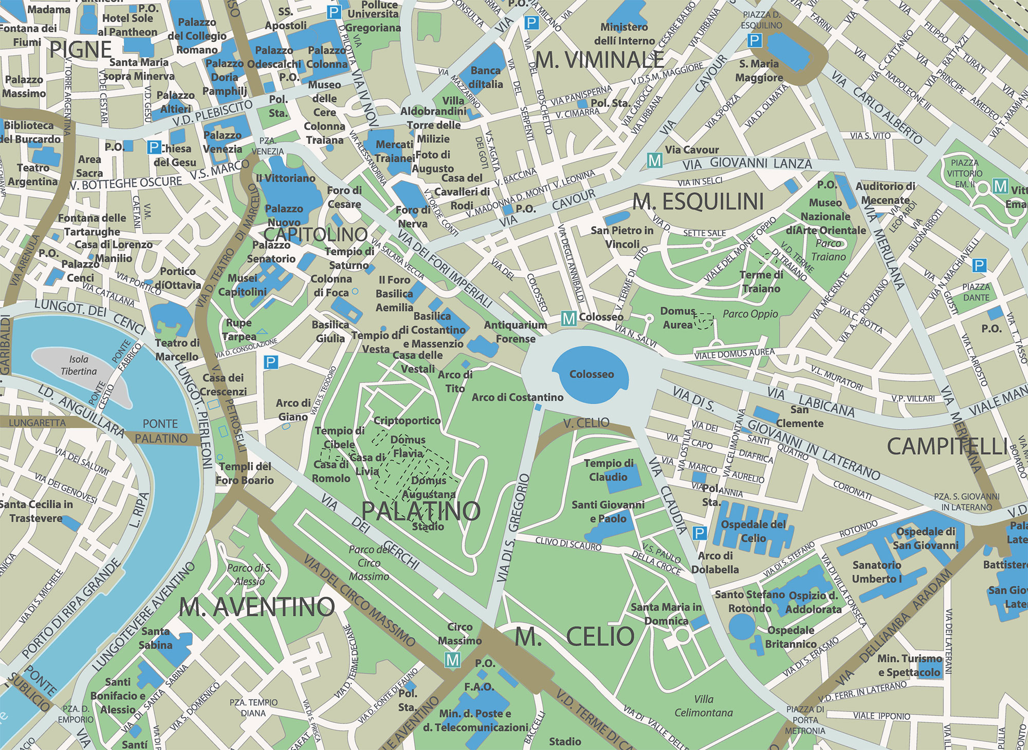 Rome Tourist Map: Top 10 Rome Attractions - GIS Geography