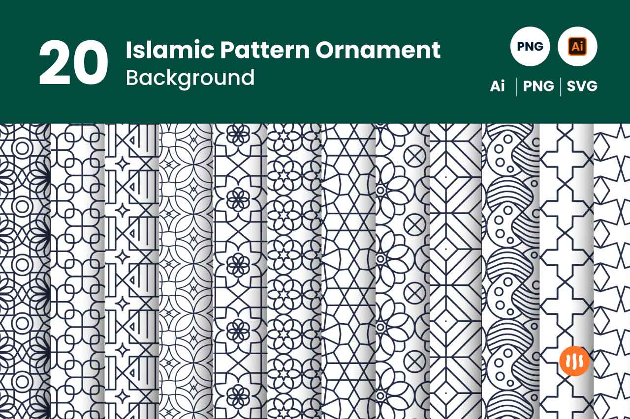 20 Pattern Ornament Islamic Git Aset