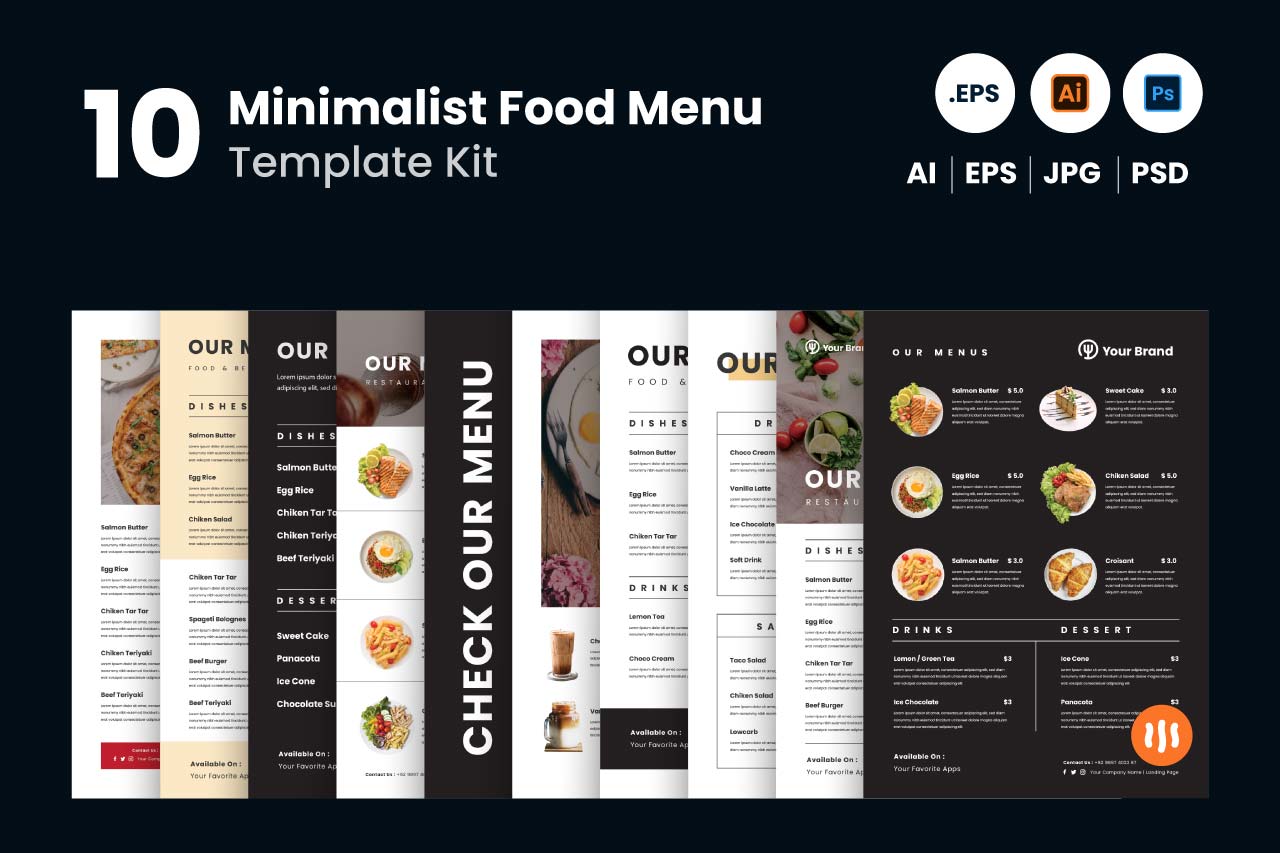 10 Minimalist Food Menu Git Aset