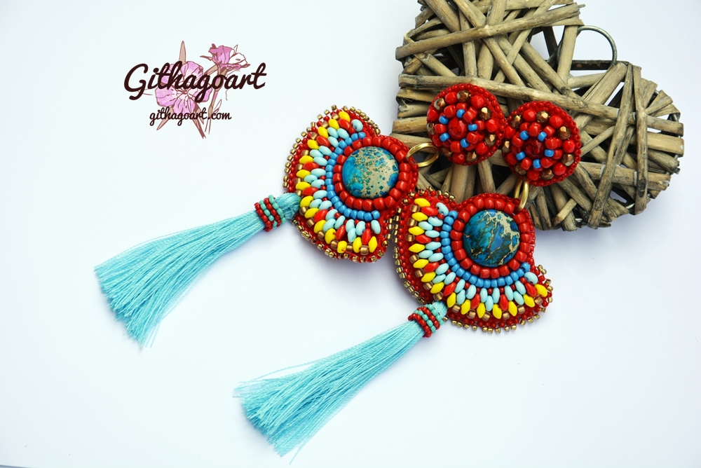 Kolczyki haft koralikowy