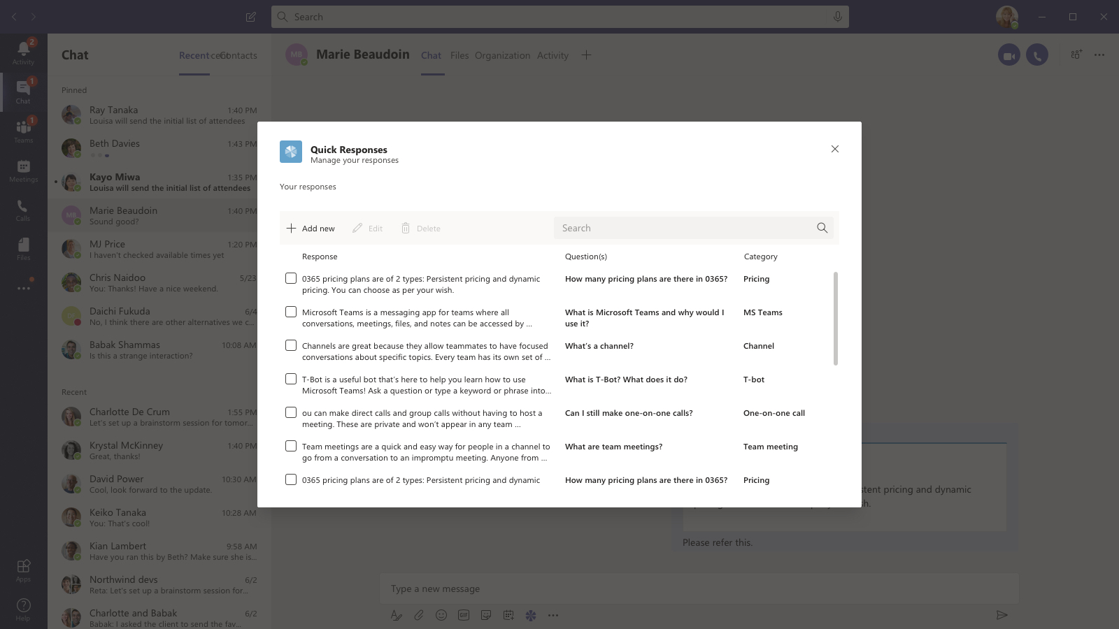 Quick Responses App Template Code Samples Microsoft Learn