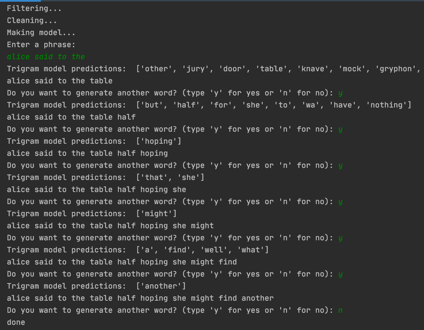 GitHub jadessechan/TextPrediction A trigram language model using