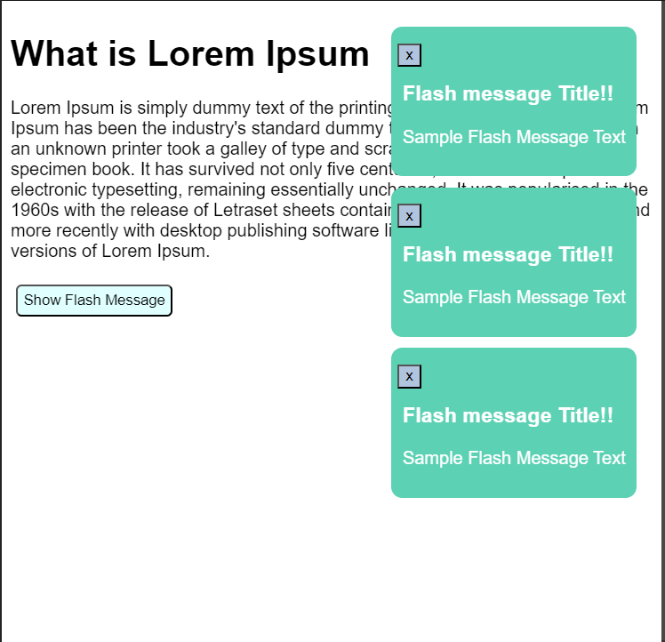 flashmessage Codesandbox