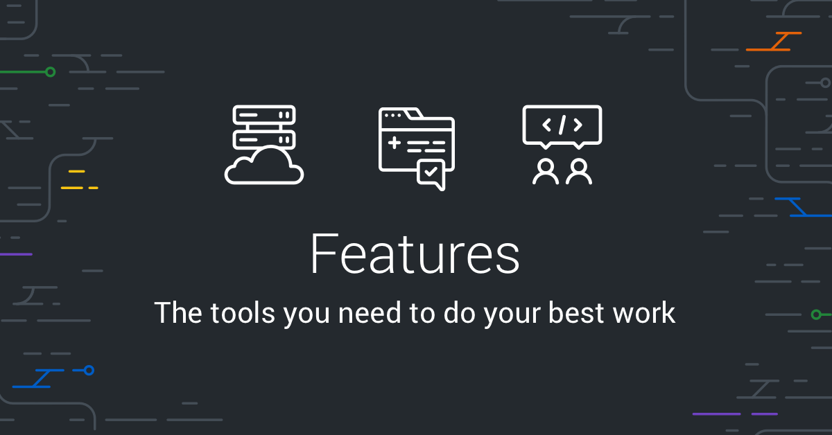 Features · Code review · GitHub