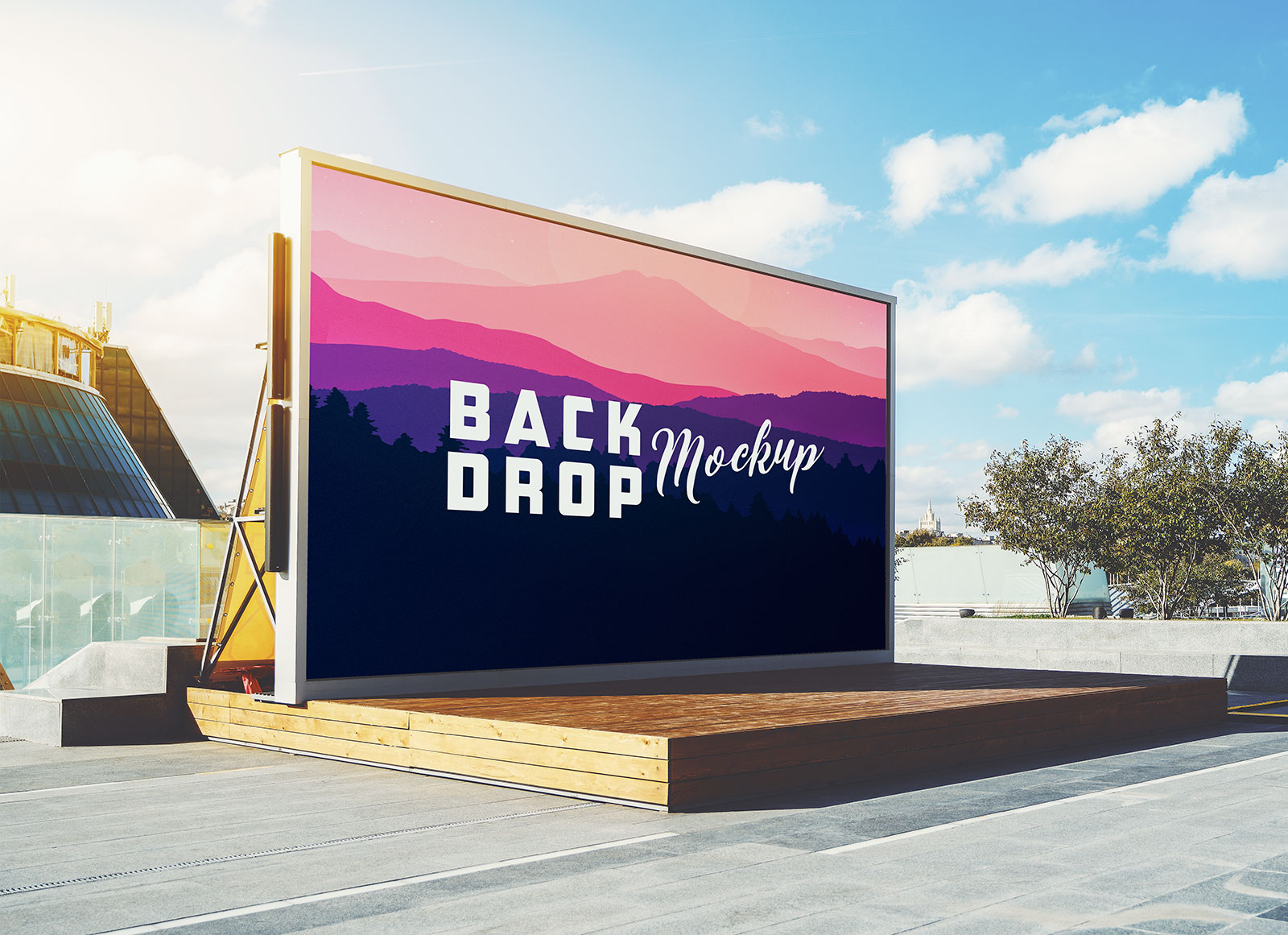 Outdoor Stage Backdrop Mockup Free PSD Templates